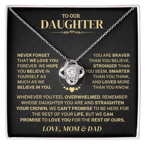 Jewelry Daughter Gift From Mom & Dad,"Never Forget",Knot Necklace Daughter Gift From Mom & Dad,"Never Forget",Knot Necklace