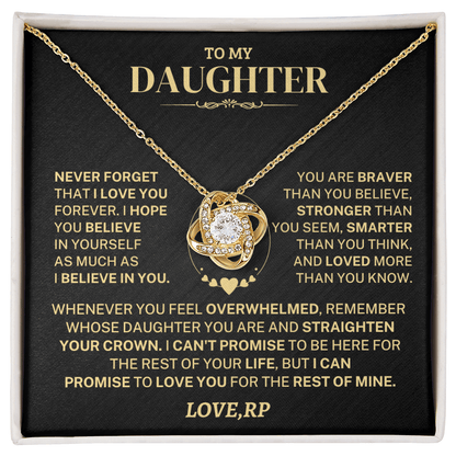 Daughter Gift From RP, "Never Forget", Knot Necklace Daughter Gift From RP, "Never Forget", Knot Necklace