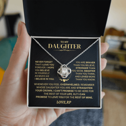 Daughter Gift From RP, "Never Forget", Knot Necklace Daughter Gift From RP, "Never Forget", Knot Necklace