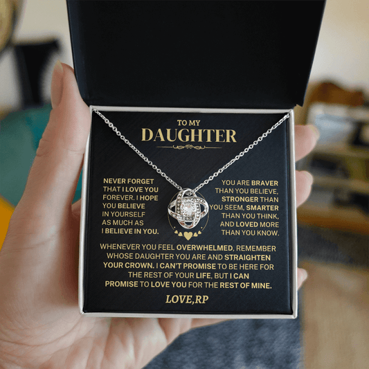 Daughter Gift From RP, "Never Forget", Knot Necklace Daughter Gift From RP, "Never Forget", Knot Necklace