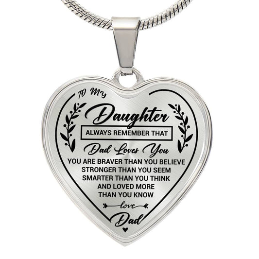 Jewelry Daughter Heart Necklace Gift- Remember Dad Loves You