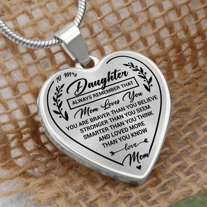 Jewelry Daughter Heart Necklace Gift- Remember Mom Loves You