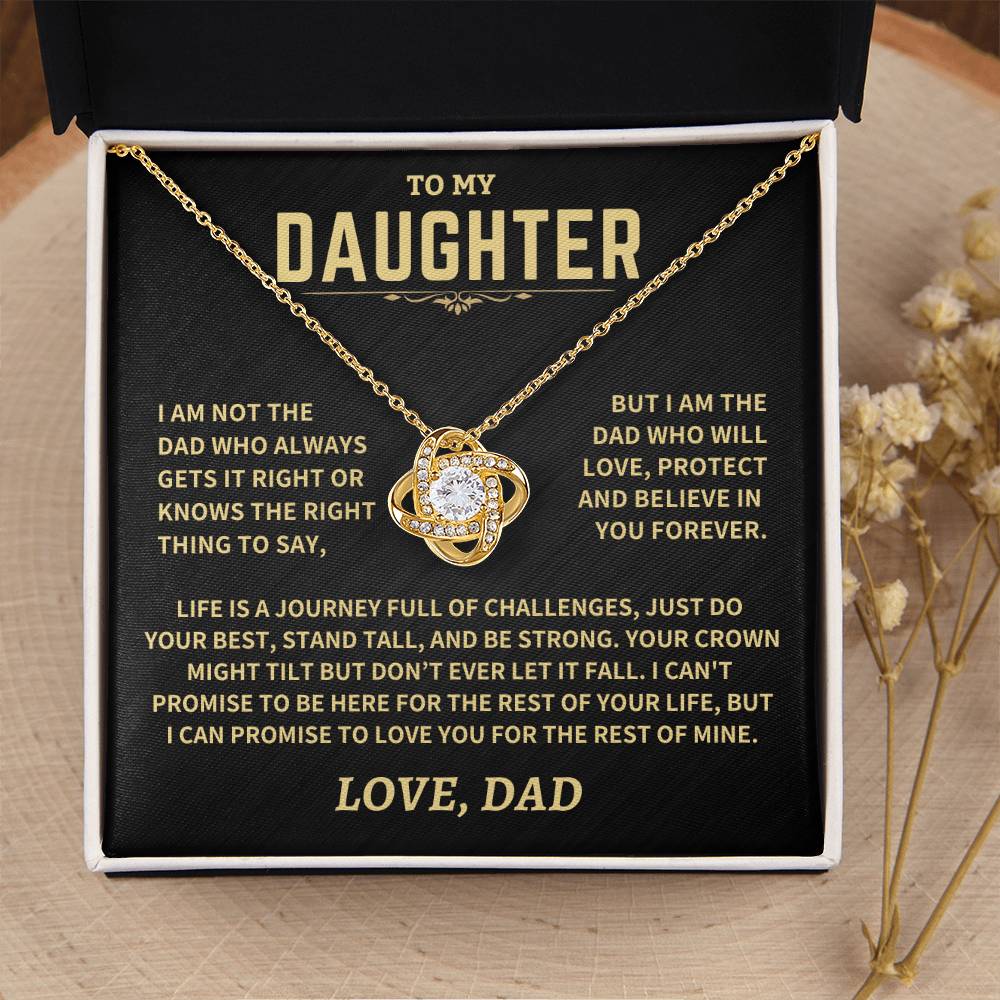 Jewelry Gift For Daughter From Dad, "Crown Might Tilt But Don't Ever Let It Fall", Knot Necklace Gift For Daughter From Dad, "Crown Might Tilt But Don't Ever Let It Fall", Knot Necklace