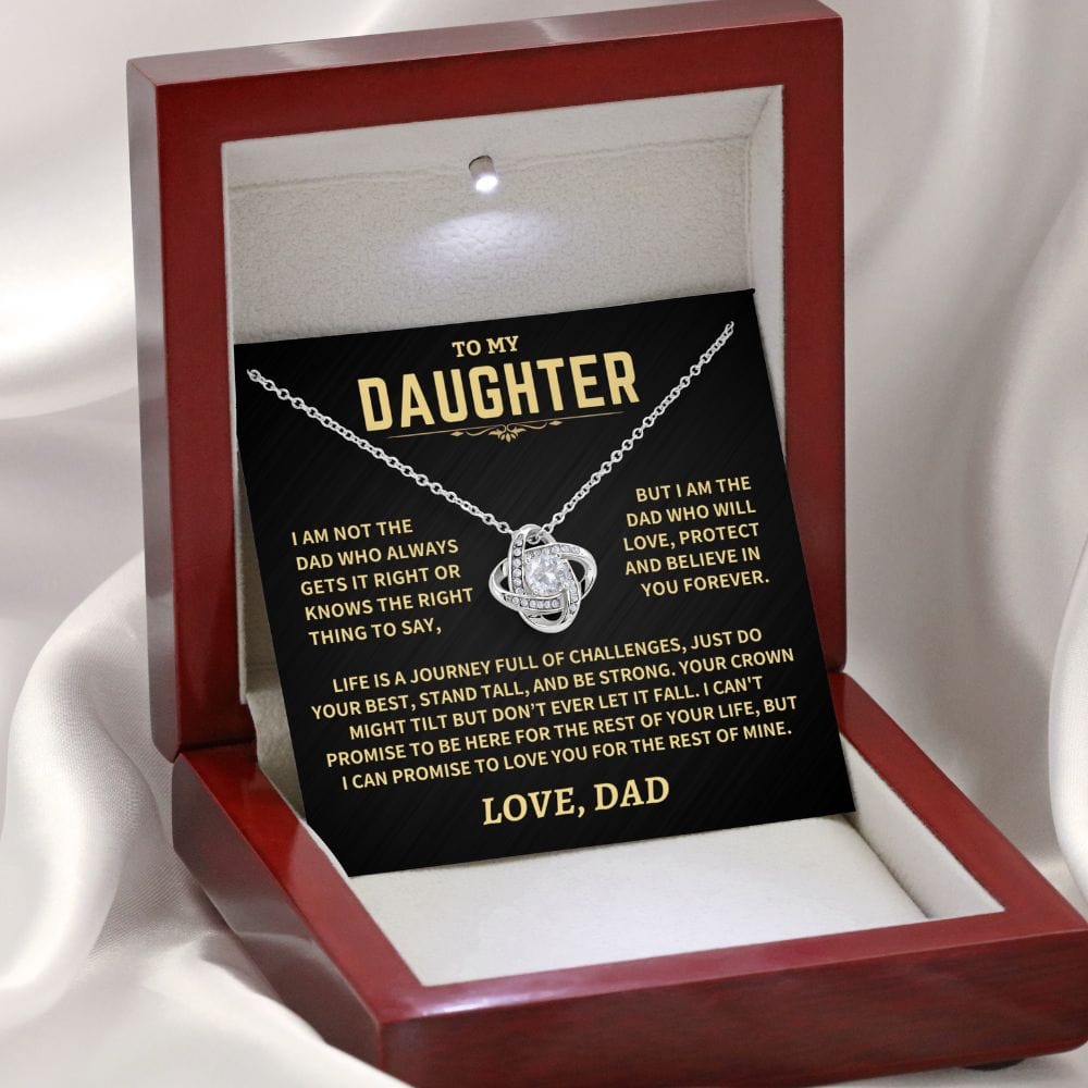 Jewelry Gift For Daughter From Dad, "Crown Might Tilt But Don't Ever Let It Fall", Knot Necklace Gift For Daughter From Dad, "Crown Might Tilt But Don't Ever Let It Fall", Knot Necklace