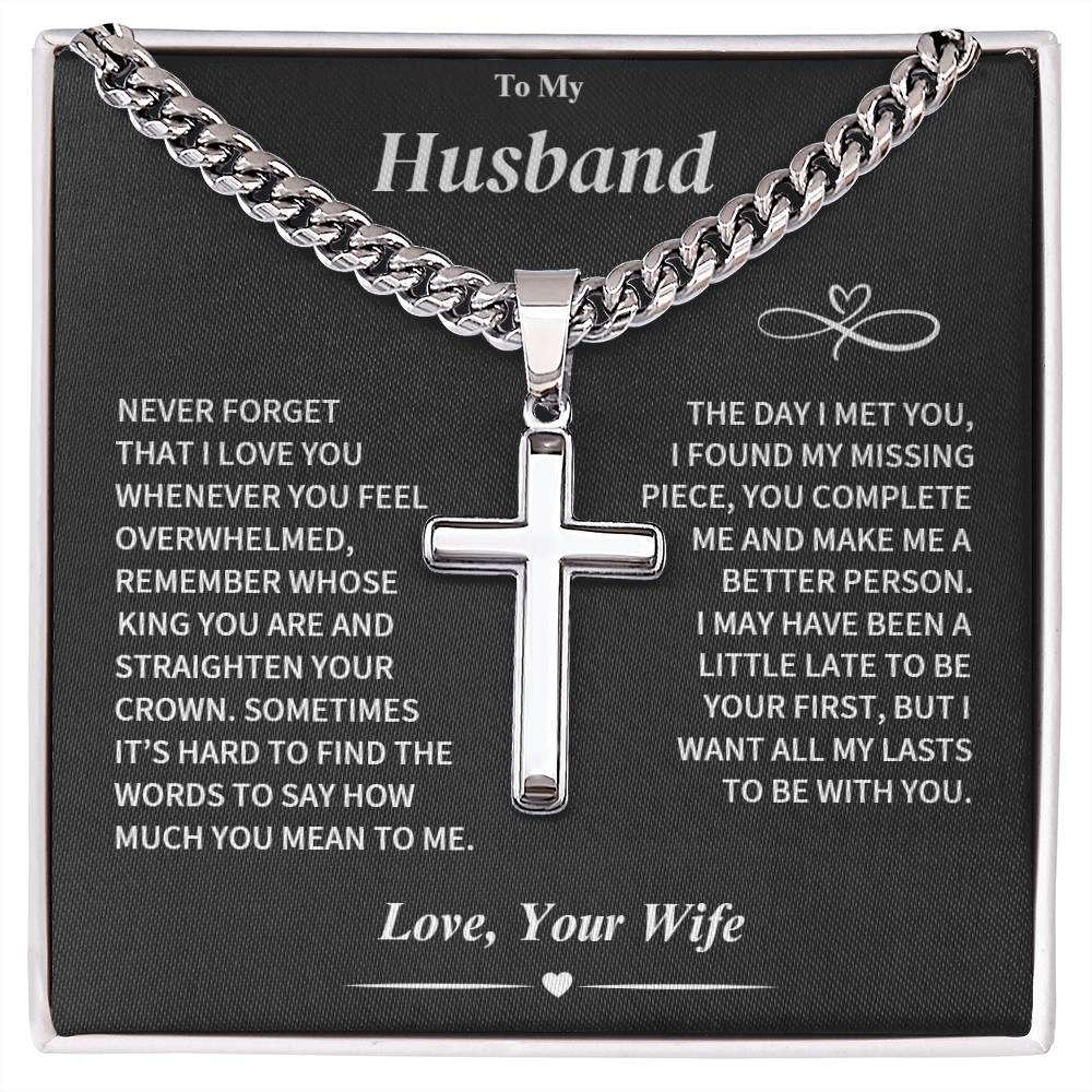 Jewelry Gift for Husband-Cuban Cross-From Wife