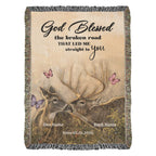 God Blessed the Broken Road Deer Couple Personalized Woven Blanket – Rustic Christian Wedding Gift for Couples God Blessed the Broken Road Deer Couple Personalized Woven Blanket – Rustic Christian Wedding Gift for Couples