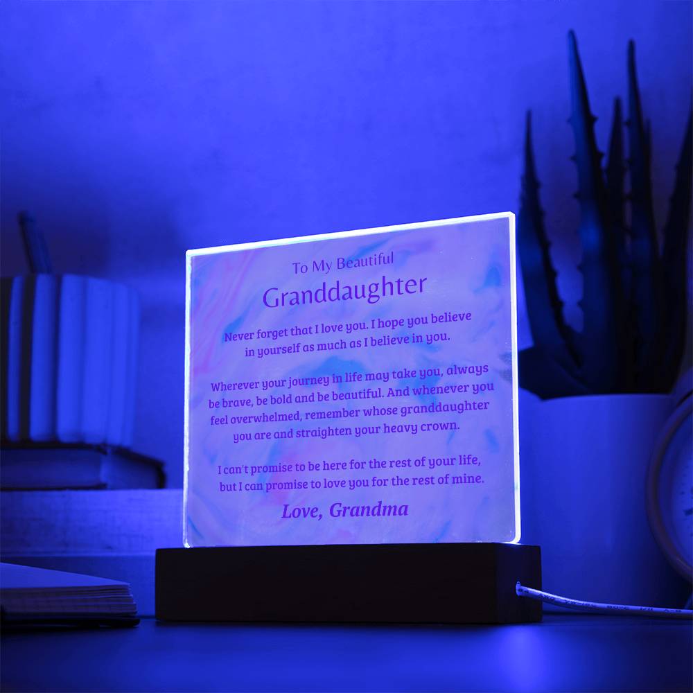 Jewelry Granddaughter Gift; Believe In Yourself- Acrylic Plaque