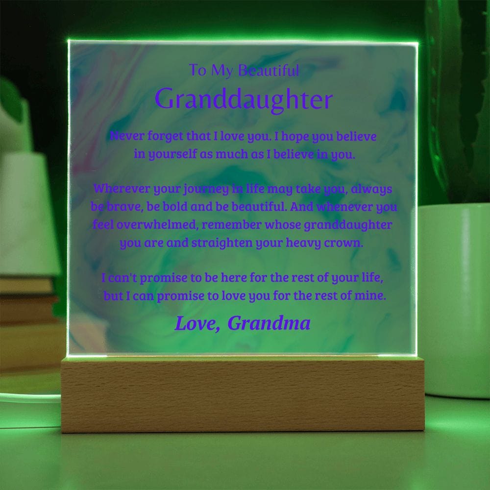 Jewelry Granddaughter Gift; Believe In Yourself- Acrylic Plaque