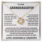 Jewelry Granddaughter Gift From Grandma & Grandpa, "Never Forget" Knot Necklace