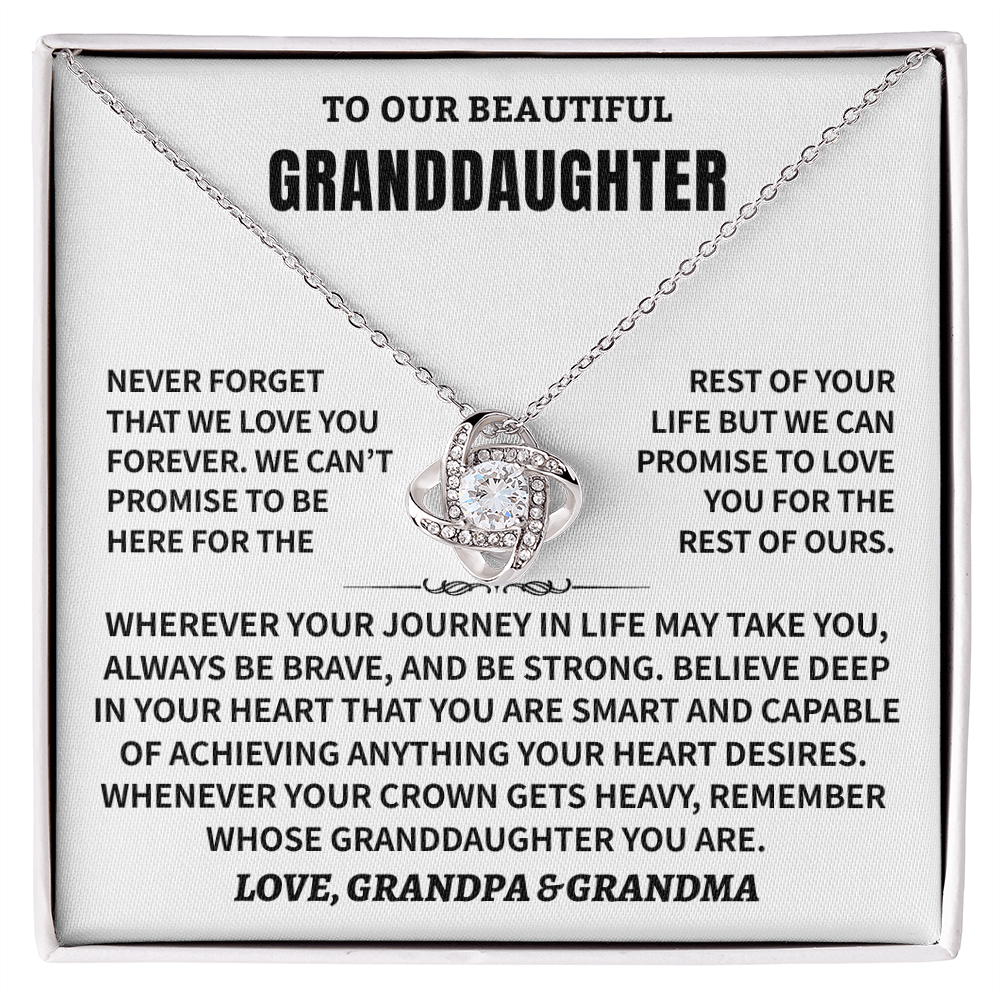 Jewelry Granddaughter Gift From Grandpa & Grandma,"Never Forget", Knot Necklace Granddaughter Gift From Grandpa & Grandma,"Never Forget", Knot Necklace