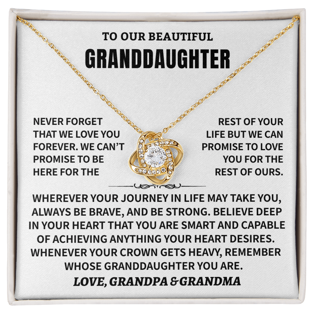 Jewelry Granddaughter Gift From Grandpa & Grandma,"Never Forget", Knot Necklace Granddaughter Gift From Grandpa & Grandma,"Never Forget", Knot Necklace