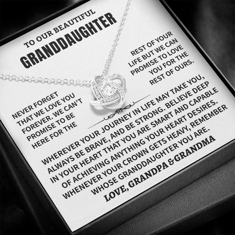 Jewelry Granddaughter Gift From Grandpa & Grandma,"Never Forget", Knot Necklace Granddaughter Gift From Grandpa & Grandma,"Never Forget", Knot Necklace