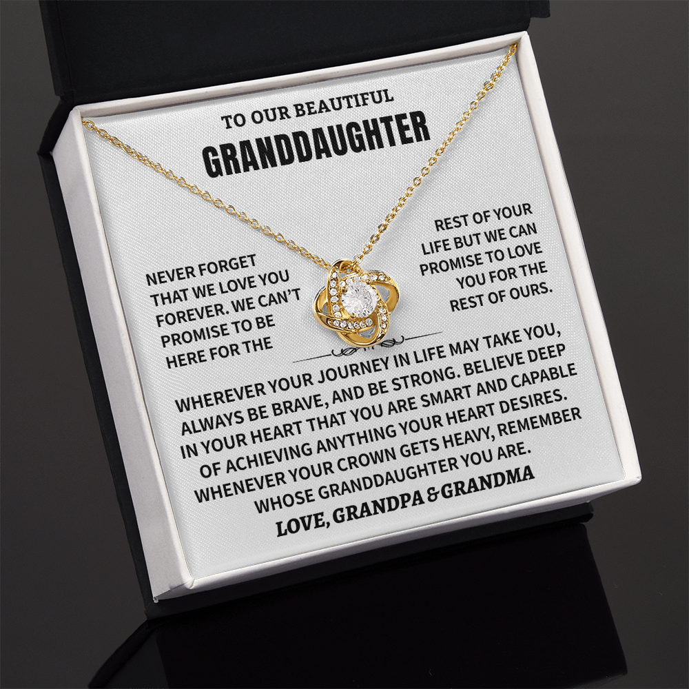 Jewelry Granddaughter Gift From Grandpa & Grandma,"Never Forget", Knot Necklace Granddaughter Gift From Grandpa & Grandma,"Never Forget", Knot Necklace