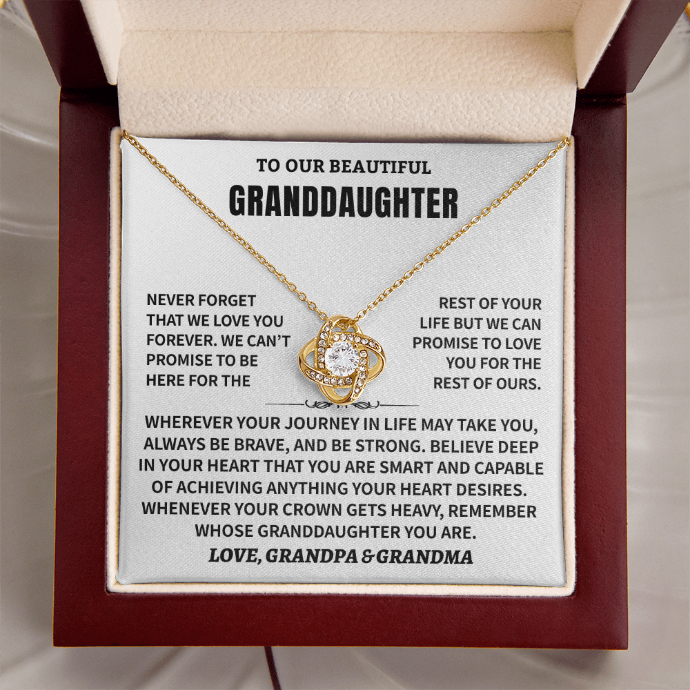 Jewelry Granddaughter Gift From Grandpa & Grandma,"Never Forget", Knot Necklace Granddaughter Gift From Grandpa & Grandma,"Never Forget", Knot Necklace