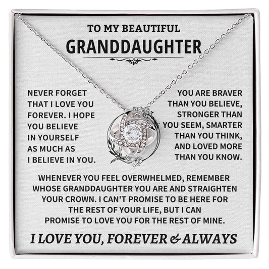 Jewelry Granddaughter Gift, Never Forget That I Love You" Granddaughter Gift, Never Forget That I Love You"