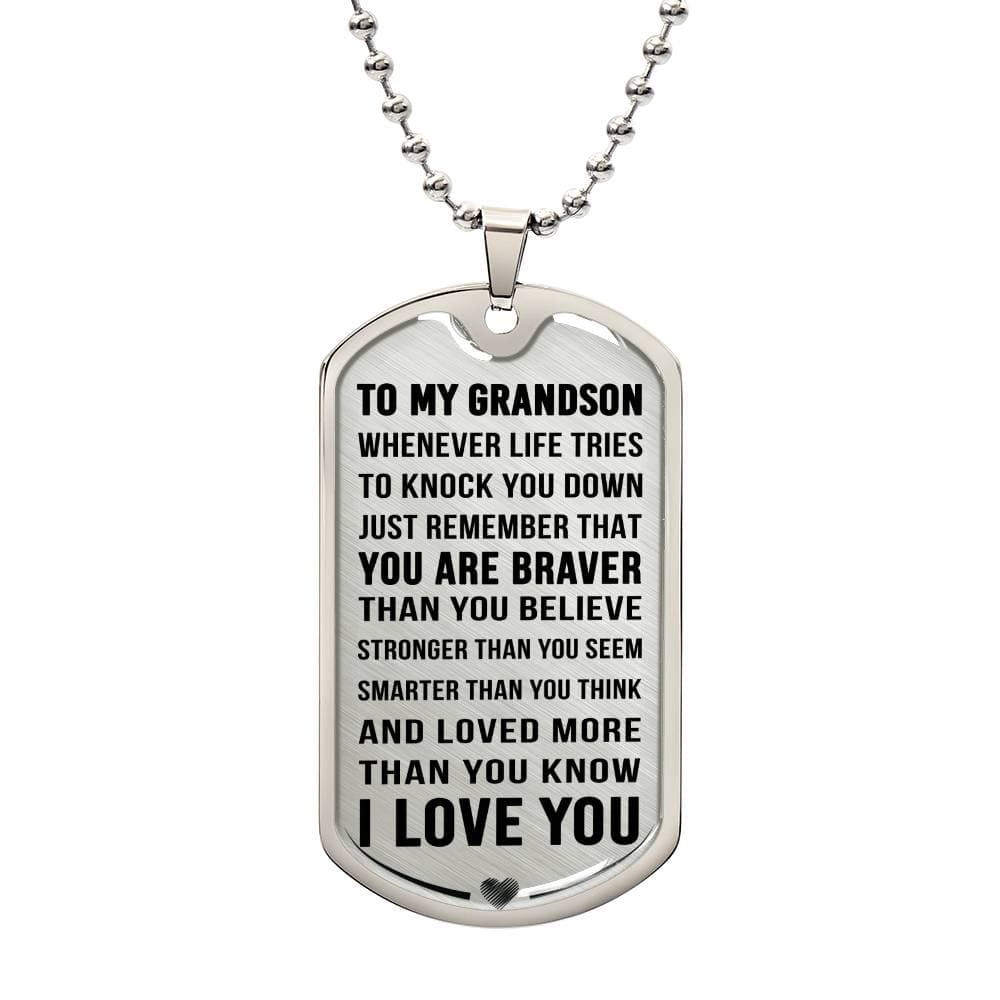 Jewelry Grandson Gift, "Always Remember", Luxury Dog Tag Necklace.