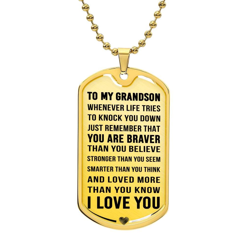Jewelry Grandson Gift, "Always Remember", Luxury Dog Tag Necklace.
