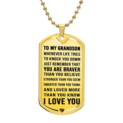 Jewelry Grandson Gift, "Always Remember", Luxury Dog Tag Necklace.