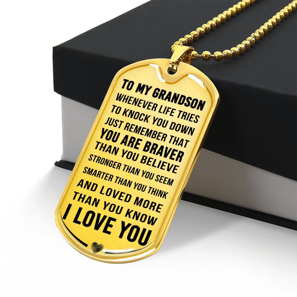 Jewelry Grandson Gift, "Always Remember", Luxury Dog Tag Necklace.