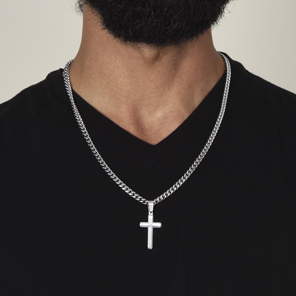 Jewelry Grandson Gift From Grandma,"Never Forget",Cross Cuban Chain. Grandson Gift From Grandma,"Never Forget",Cross Cuban Chain.