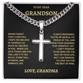 Jewelry Grandson Gift From Grandma,"Never Forget",Cross Cuban Chain. Grandson Gift From Grandma,"Never Forget",Cross Cuban Chain.
