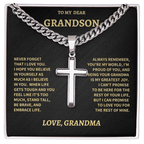 Jewelry Grandson Gift From Grandma,"Never Forget",Cross Cuban Chain. Grandson Gift From Grandma,"Never Forget",Cross Cuban Chain.