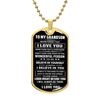 Jewelry Grandson Gift, "Never Forget", Luxury Dog Tag Necklace