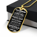 Jewelry Grandson Gift, "Never Forget", Luxury Dog Tag Necklace
