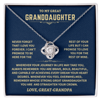 Jewelry Great Granddaughter Gift From Great-Grandpa,"Never Forget",Knot Necklace Great Granddaughter Gift From Great-Grandpa,"Never Forget",Knot Necklace