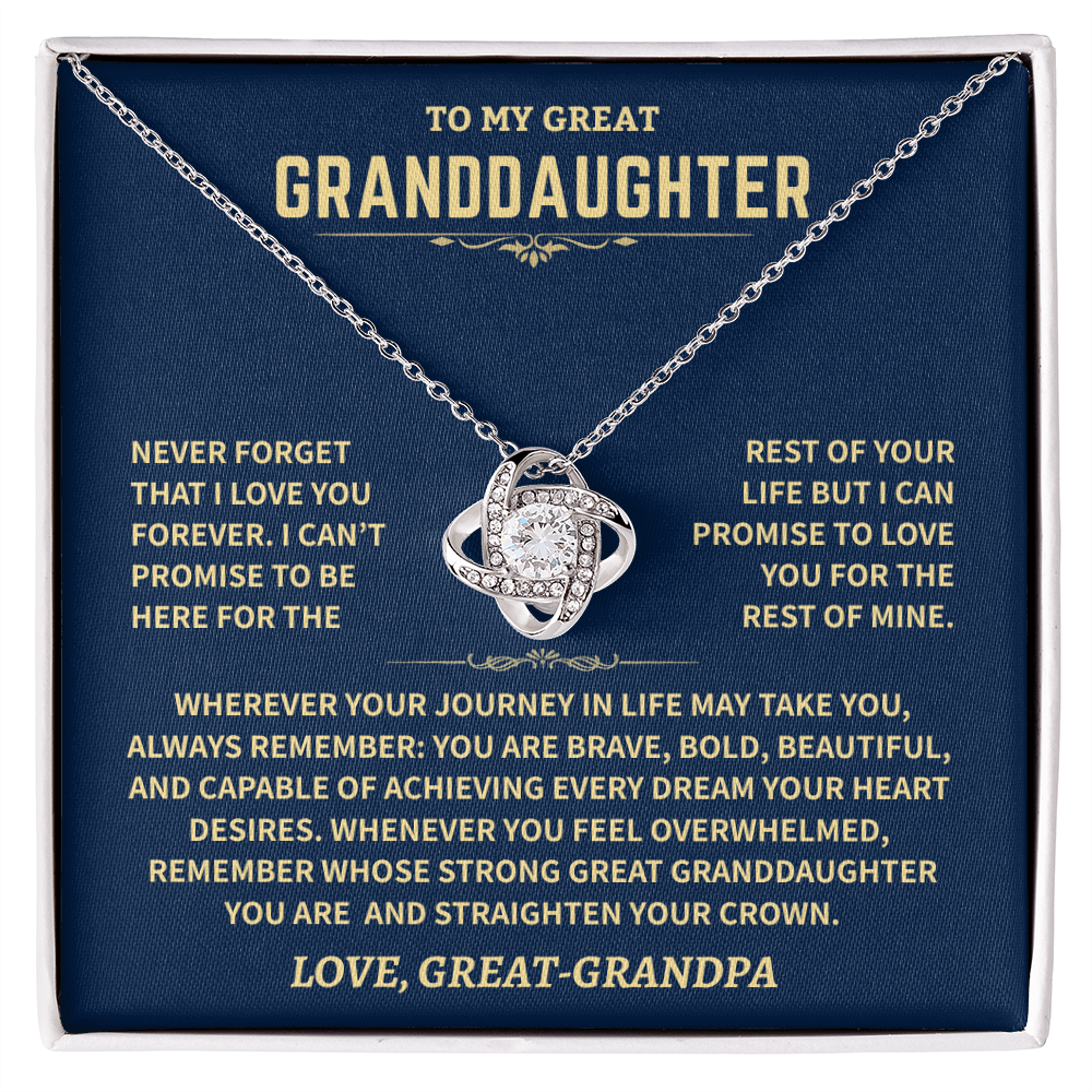 Jewelry Great Granddaughter Gift From Great-Grandpa,"Never Forget",Knot Necklace Great Granddaughter Gift From Great-Grandpa,"Never Forget",Knot Necklace