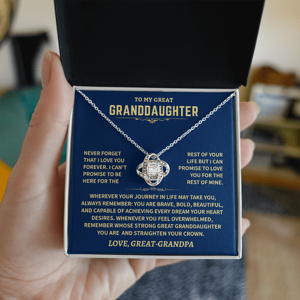 Jewelry Great Granddaughter Gift From Great-Grandpa,"Never Forget",Knot Necklace Great Granddaughter Gift From Great-Grandpa,"Never Forget",Knot Necklace