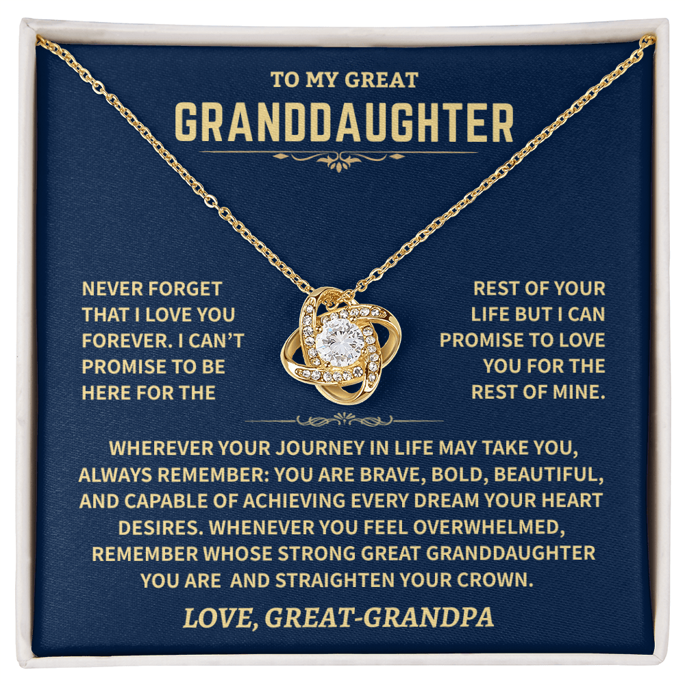 Jewelry Great Granddaughter Gift From Great-Grandpa,"Never Forget",Knot Necklace Great Granddaughter Gift From Great-Grandpa,"Never Forget",Knot Necklace