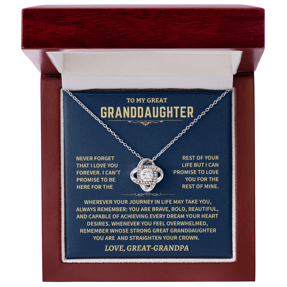 Jewelry Great Granddaughter Gift From Great-Grandpa,"Never Forget",Knot Necklace Great Granddaughter Gift From Great-Grandpa,"Never Forget",Knot Necklace