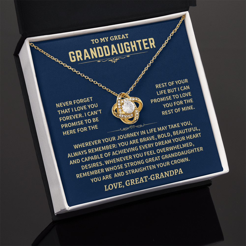 Jewelry Great Granddaughter Gift From Great-Grandpa,"Never Forget",Knot Necklace Great Granddaughter Gift From Great-Grandpa,"Never Forget",Knot Necklace