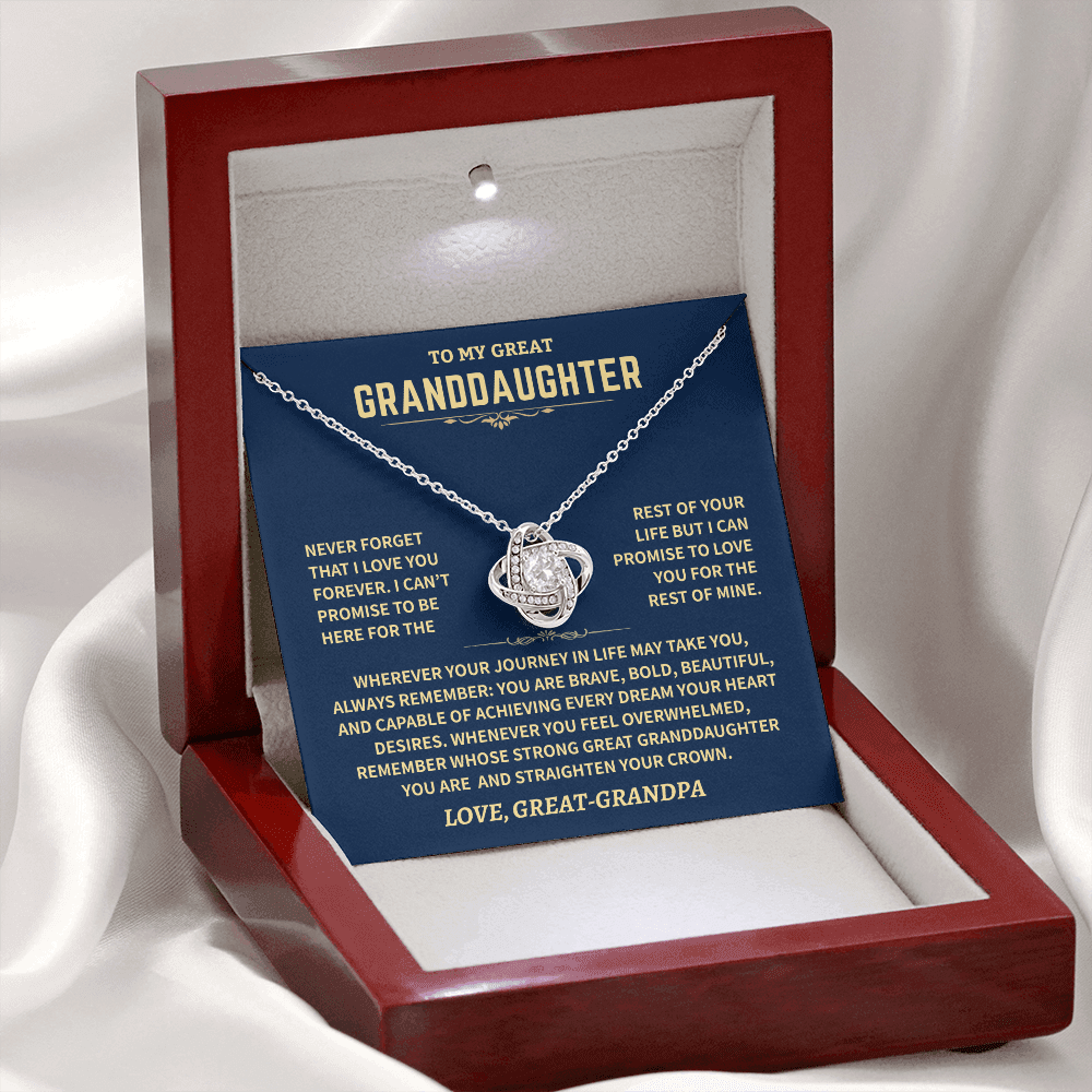 Jewelry Great Granddaughter Gift From Great-Grandpa,"Never Forget",Knot Necklace Great Granddaughter Gift From Great-Grandpa,"Never Forget",Knot Necklace