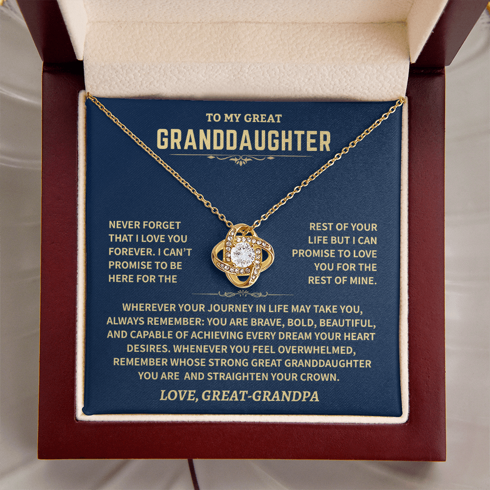 Jewelry Great Granddaughter Gift From Great-Grandpa,"Never Forget",Knot Necklace Great Granddaughter Gift From Great-Grandpa,"Never Forget",Knot Necklace