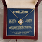 Jewelry Great Granddaughter Gift From Great-Grandpa,"Never Forget",Knot Necklace Great Granddaughter Gift From Great-Grandpa,"Never Forget",Knot Necklace