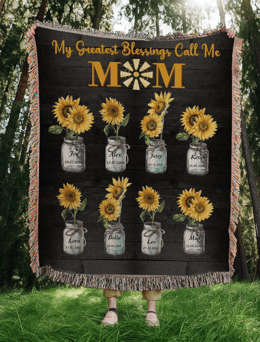 Blanket Greatest Blessing! Personalize Vintage Woven Blanket For MOM. Greatest Blessing! Personalize Vintage Woven Blanket For MOM.