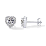 Matching heart halo stud earrings