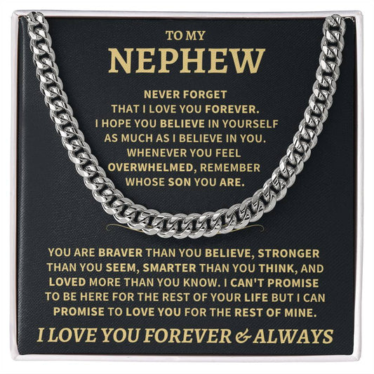 Jewelry Nephew Gift, "Never Forget" Cuban Link Chain Nephew Gift, "Never Forget" Cuban Link Chain