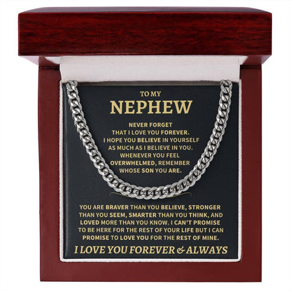 Jewelry Nephew Gift, "Never Forget" Cuban Link Chain Nephew Gift, "Never Forget" Cuban Link Chain