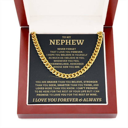 Jewelry Nephew Gift, "Never Forget" Cuban Link Chain Nephew Gift, "Never Forget" Cuban Link Chain