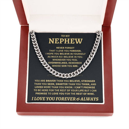 Jewelry Nephew Gift, "Never Forget" Cuban Link Chain Nephew Gift, "Never Forget" Cuban Link Chain