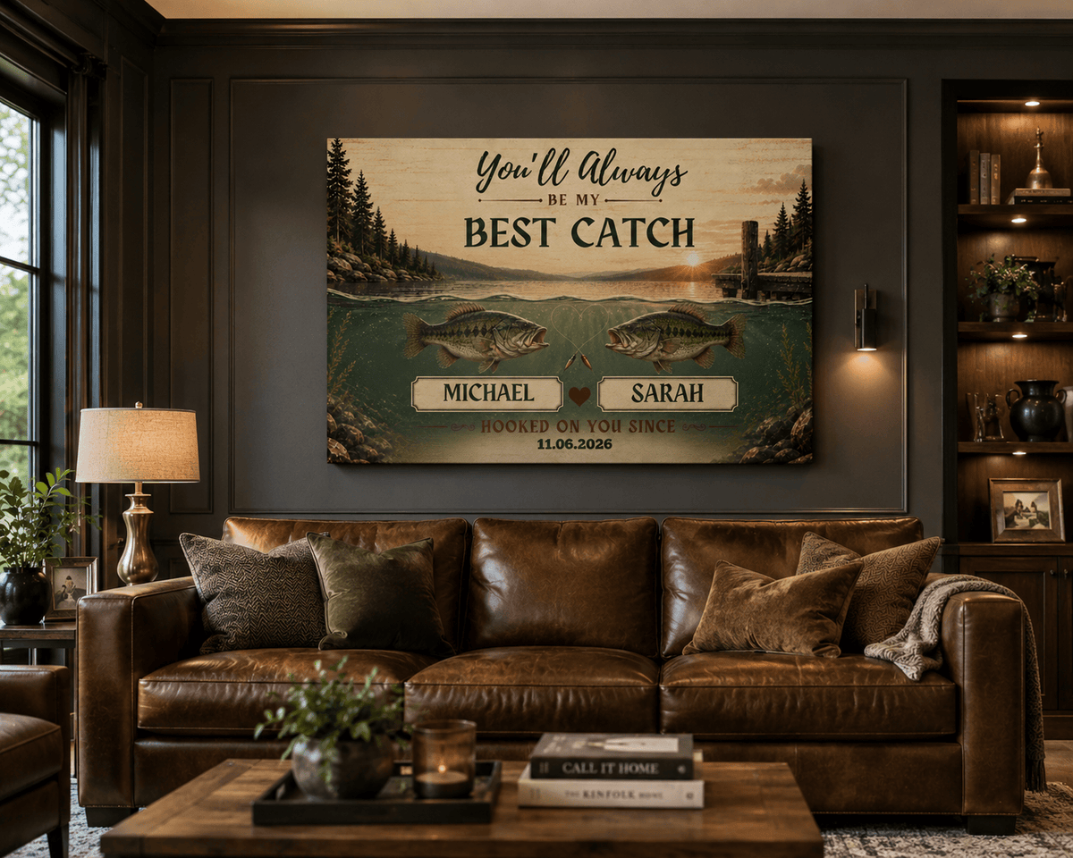 Prints Personalized Bass Fish Couple Canvas Personalized Bass Fish Couple Canvas