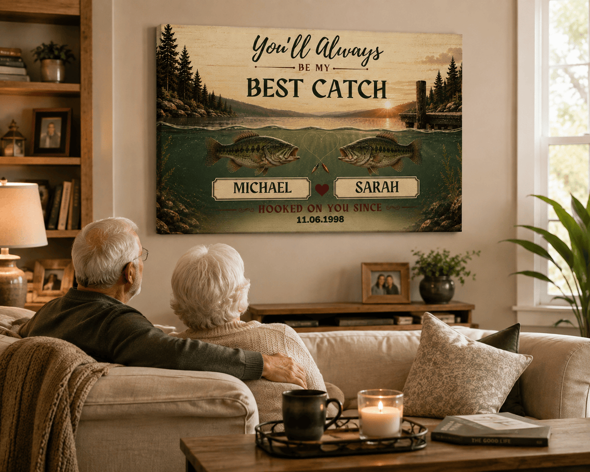 Prints Personalized Bass Fish Couple Canvas Personalized Bass Fish Couple Canvas