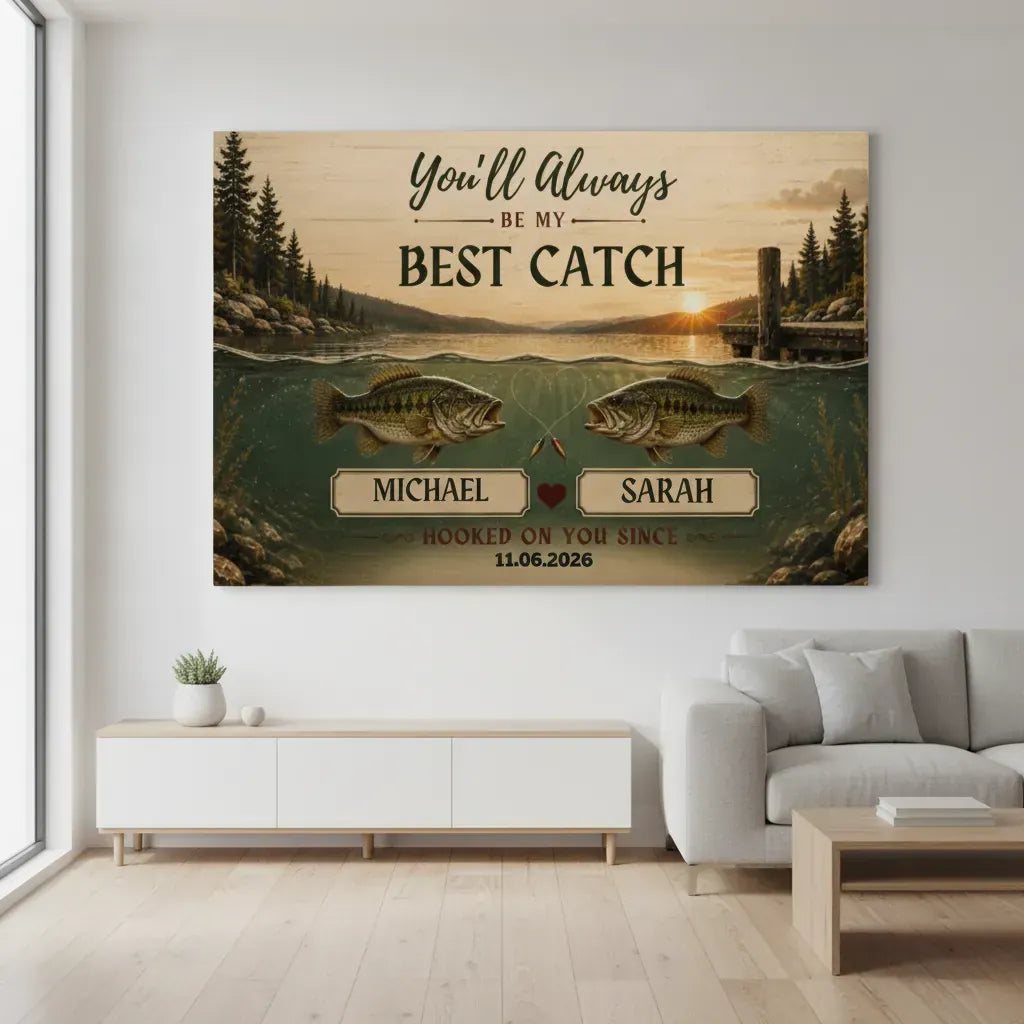 Prints Personalized Bass Fish Couple Canvas Personalized Bass Fish Couple Canvas