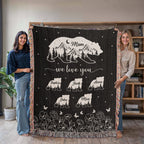 Blankets Personalized Bear Family Woven Blanket – Custom Name Mom Bear Throw, We Love You Gift from Kids Personalized Bear Family Woven Blanket – Custom Name Mom Bear Throw, We Love You Gift from Kids
