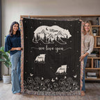 Blankets Personalized Bear Family Woven Blanket – Custom Name Mom Bear Throw, We Love You Gift from Kids Personalized Bear Family Woven Blanket – Custom Name Mom Bear Throw, We Love You Gift from Kids