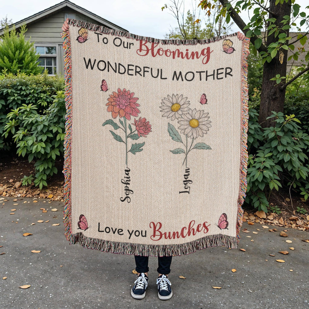 Blankets Personalized Blooming Wonderful Mother Woven Blanket – Custom Flower Name Family Throw, Mother’s Day Gift from childen Personalized Blooming Wonderful Mother Woven Blanket – Custom Flower Name Family Throw, Mother’s Day Gift from childen