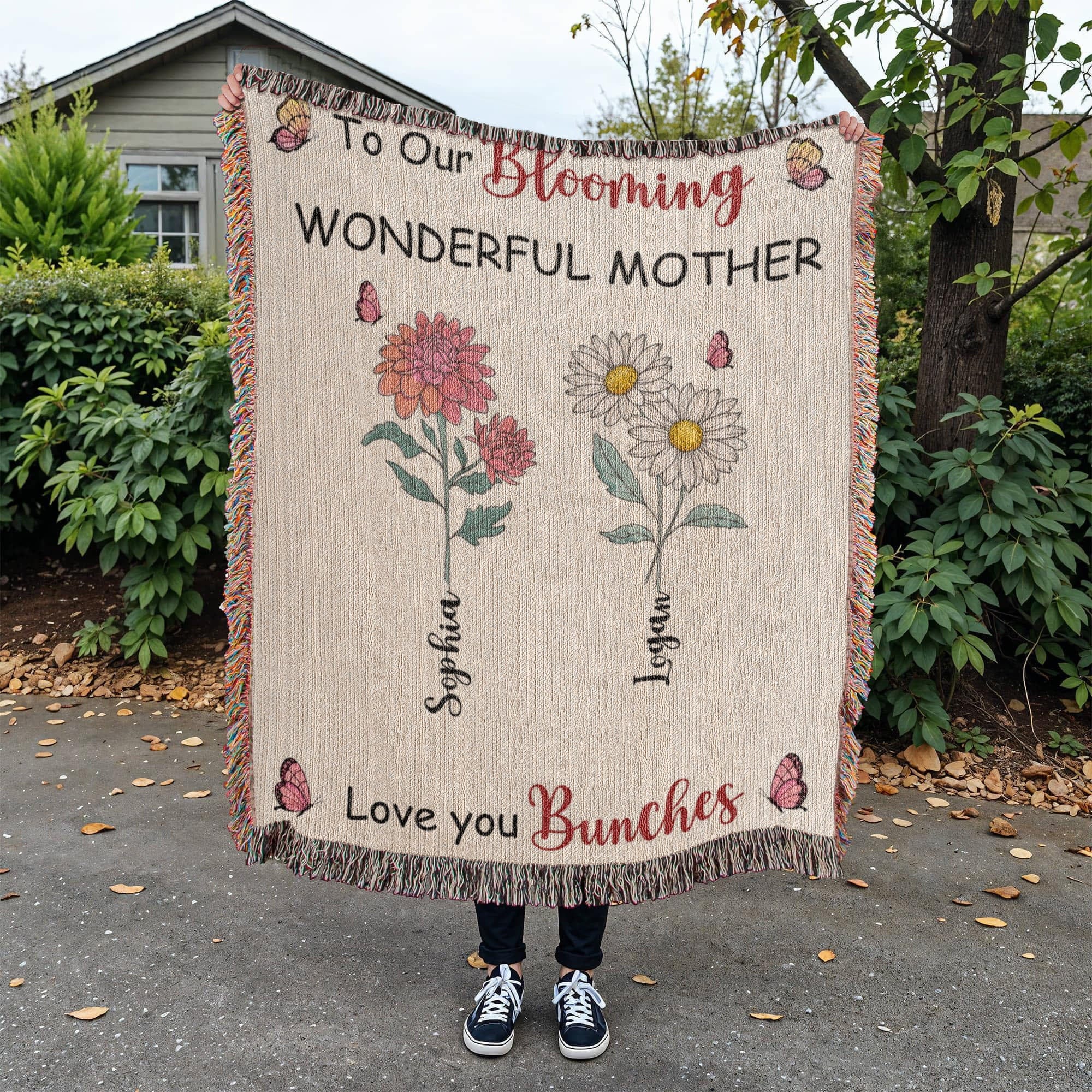 Blankets Personalized Blooming Wonderful Mother Woven Blanket – Custom Flower Name Family Throw, Mother’s Day Gift from childen Personalized Blooming Wonderful Mother Woven Blanket – Custom Flower Name Family Throw, Mother’s Day Gift from childen